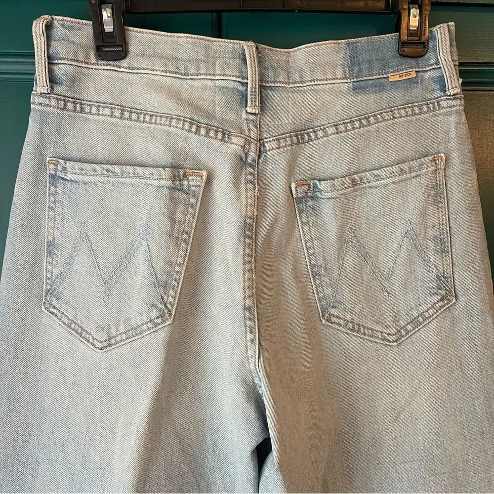 MOTHER Superior The Spinner Skimp Wide Leg Jeans High Rise Light Wash Denim 28